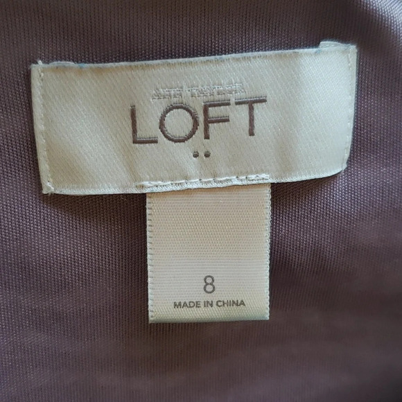 Loft Dress 8 Sleeveless Scalloped Tan White Gingham Plaid Office Career Wedding - Picture 11 of 12